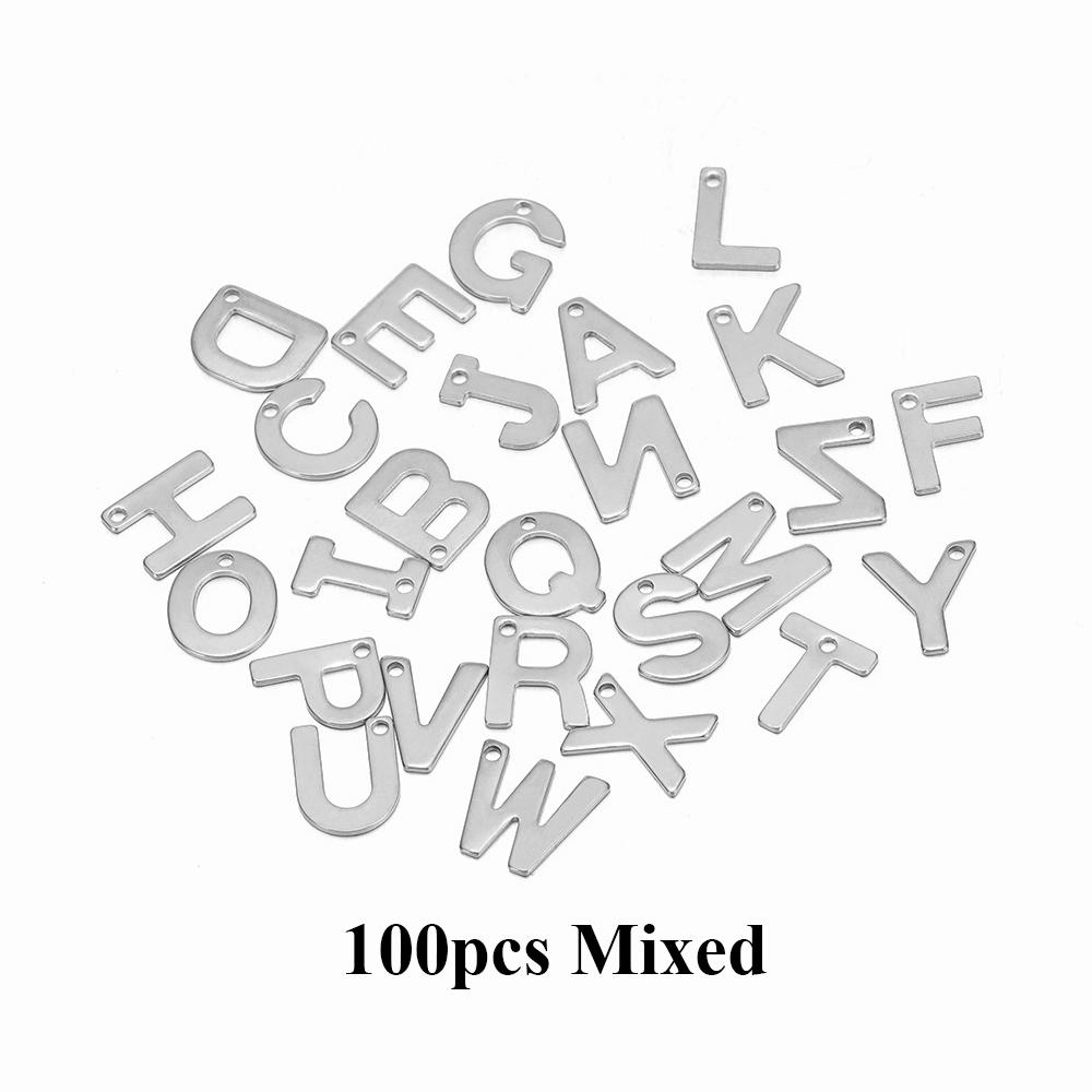 100pcs Randomly Stainless Steel Gold Color Letter Charm A-Z Alphabet Beads Pendants for DIY Bracelet Jewelry Necklace Making