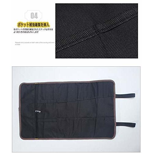 NITONAMI Tool Roll Bag, Tool Case, Wrench Roll Pocket, Tool Holder with Stopper, Heavy-Duty Storage Pocket, Black [1-Year Warranty]