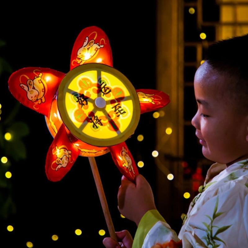360 Degree Rotating Windmill Paper Lamp Making Set Handheld Flower Light For Children Holiday Craft Projects