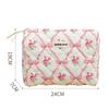 Fashion Large Capacity Quilted Bow Flower Pattern Cosmetic Bag For Women