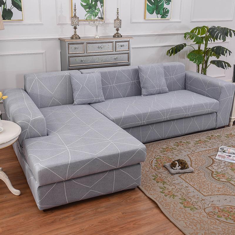 Floral Sofa Cover for Living Room Elastic Stretch Sectional Corner Couch Cover Sofa Towel Slipcovers L Shape needs to buy 2pcs