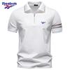 Reebok Nová výšivka Rolák na zip POLO tričko na jaro a léto 2026, Business Casual Pánské Tencelové krátkorukávové POLO tričko pro muže