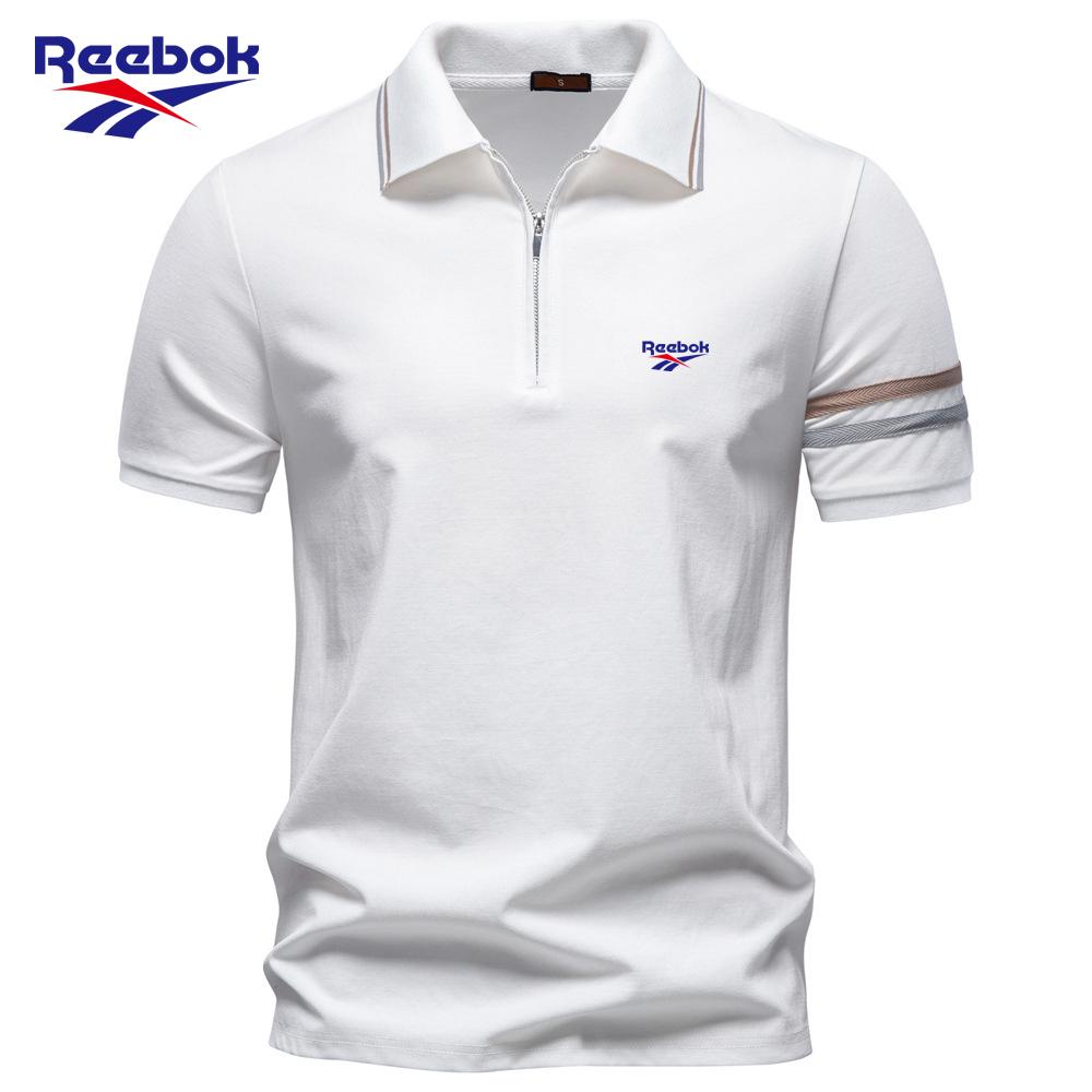 Reebok Nová výšivka Rolák na zip POLO tričko na jaro a léto 2026, Business Casual Pánské Tencelové krátkorukávové POLO tričko pro muže