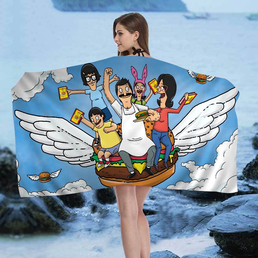 Funny Art Cartoon B-Bobs B-Burgers Bath Towel Microfiber Soft Water Breathable For Girl Kids Decorative Cartoon Beach Towel