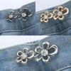 Metal Flower Shaped Waist Button Decorative Snap Fastener Non Nail Installation Suitable for Clothing and Accessories with Clear Center Rhinestone