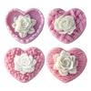 Heart Rose Scented Candle Silicone Mould Reusable Craft Tool With Detailed Rose Texture