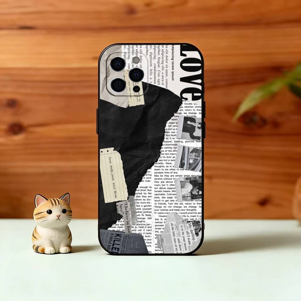 Vintage Newspaper Print Phone Case Silicone Soft For IPhone 17 16 15 14 13 12 11 X XR Plus Pro Max Plus