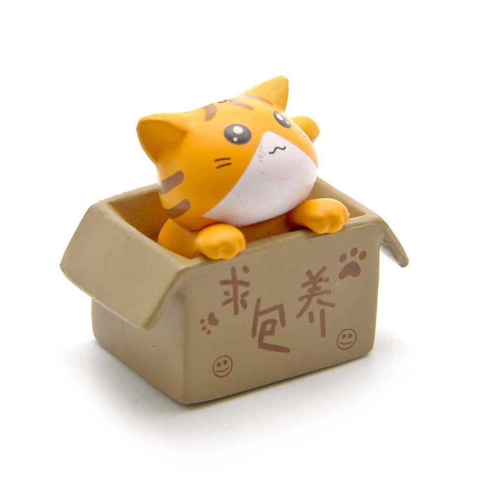 Miniatures Statue Kitten PVC Crafts Cartoon Poor Box Cat Kitty Model Car Figurine Small Statue