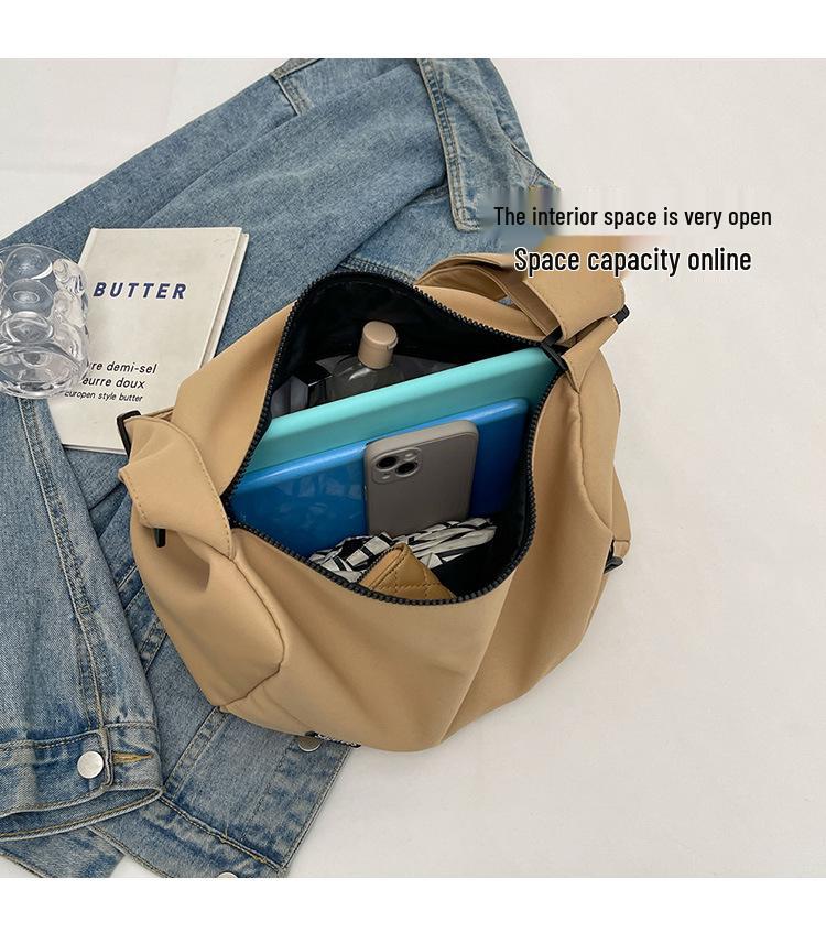 2025 Summer Versatile Solid Color Casual Shoulder Sports Bag - Lightweight Crossbody for College Students