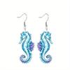 Fashion Acrylic Blue/Purple Seahorse Drop Earrings for Women Y2K Colorful Earrings Trendy Female Earrings Summer Vacation Travel Leisure Daily Earring