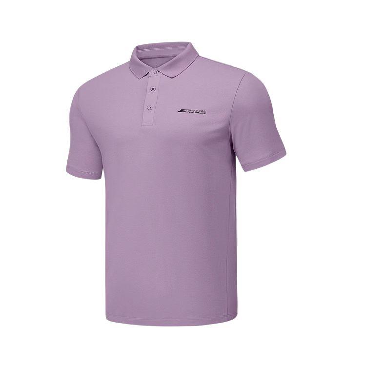 Skechers Godri Logo Moisture-Wicking Quick-Dry Breathable Short Sleeve Polo Shirt Men tops Dark-Grape-Purple P225M084-02AA M
