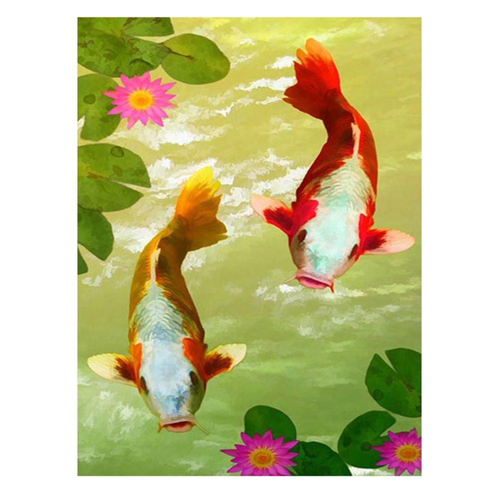 Kit DIY Diamond Embroidery Rhinestone Home Decoration Fish and Flower