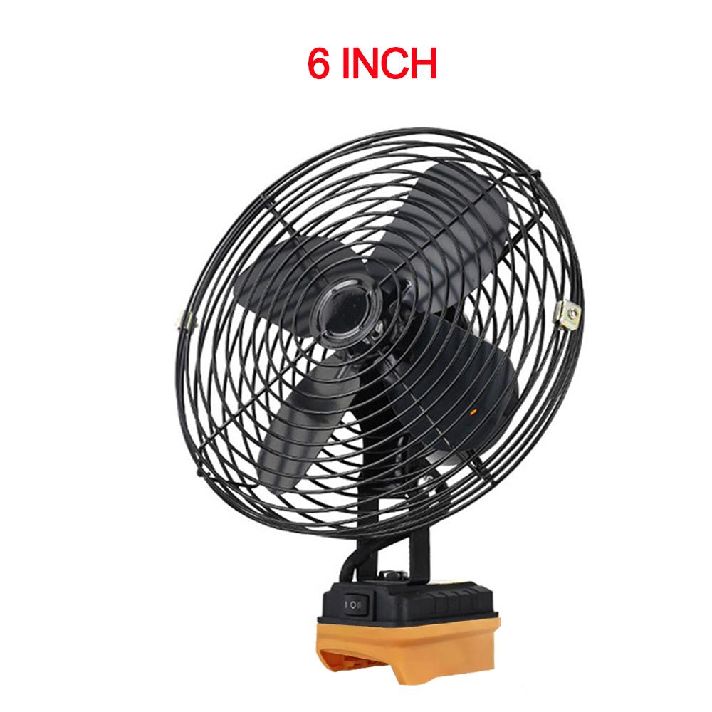 6/8In Camping Fan Outdoor Fishing Wireless Desktop Portable Metal Fan Strong Wind Fan For Makita/Dewalt/Milwaukee 18V BatteryPin
