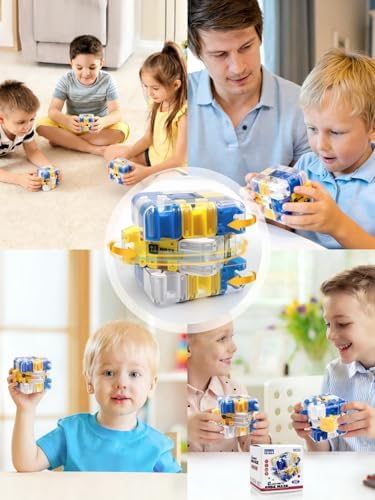 DealKits 3D Magic Cube Labyrinth Ball with Rolling Balls Complex Puzzle, 6.9cm Interactive Brain Training Stress Relief Game Toy