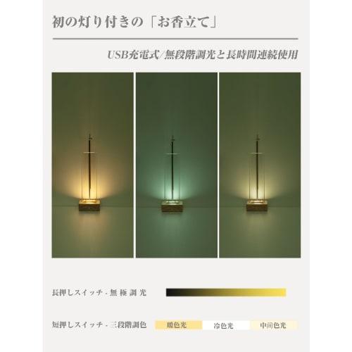 Stylish glass incense holder with a spill-proof ash-proof design, LED light (3-color dimmable), hanging design, and natural wood base for a relaxing i