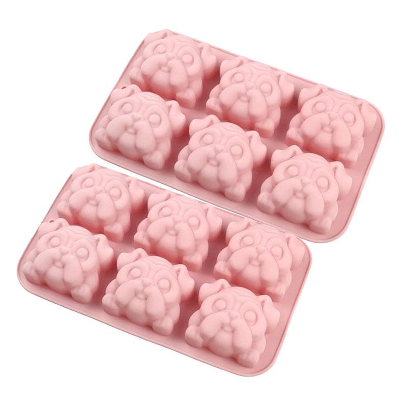 Bulldog Chocolate Silicone Mold Cartoon Animal Soap Candy Cookies Ice Cube Tray Dog Treats Craft Wax Melts Kitchen Baking Tools