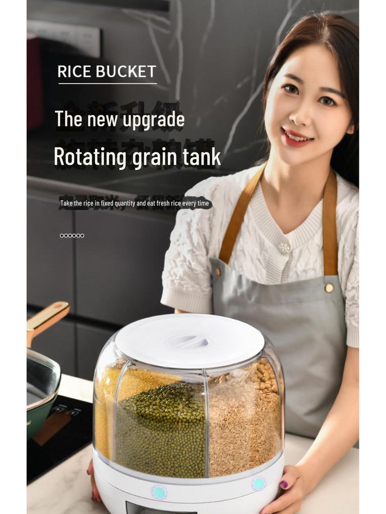 2024 Rotating Rice Storage Cylinder: Insect-Proof, Moisture-Proof, Sealed Grain Box for Home