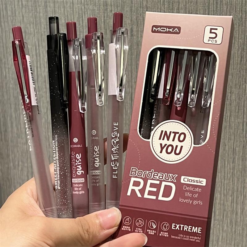 5 pièces/ensemble Ins simplicité Gel stylo coréen couleur unie 0.5MM noir mignon stylos belle papeterie stylos école étudiant/fournitures de bureau