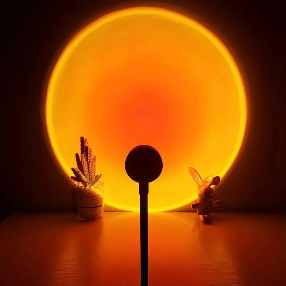 USB LED Light Sunset Ambiance Decorative Night Light Projector Lamp for Bedroom Projection Atmosphere Light Wall Decor Gift