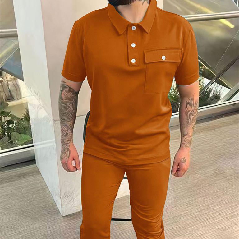 2023 European & American Men's Polo Shirt + Long Pants Sports Set - Spring/Autumn Casual Style