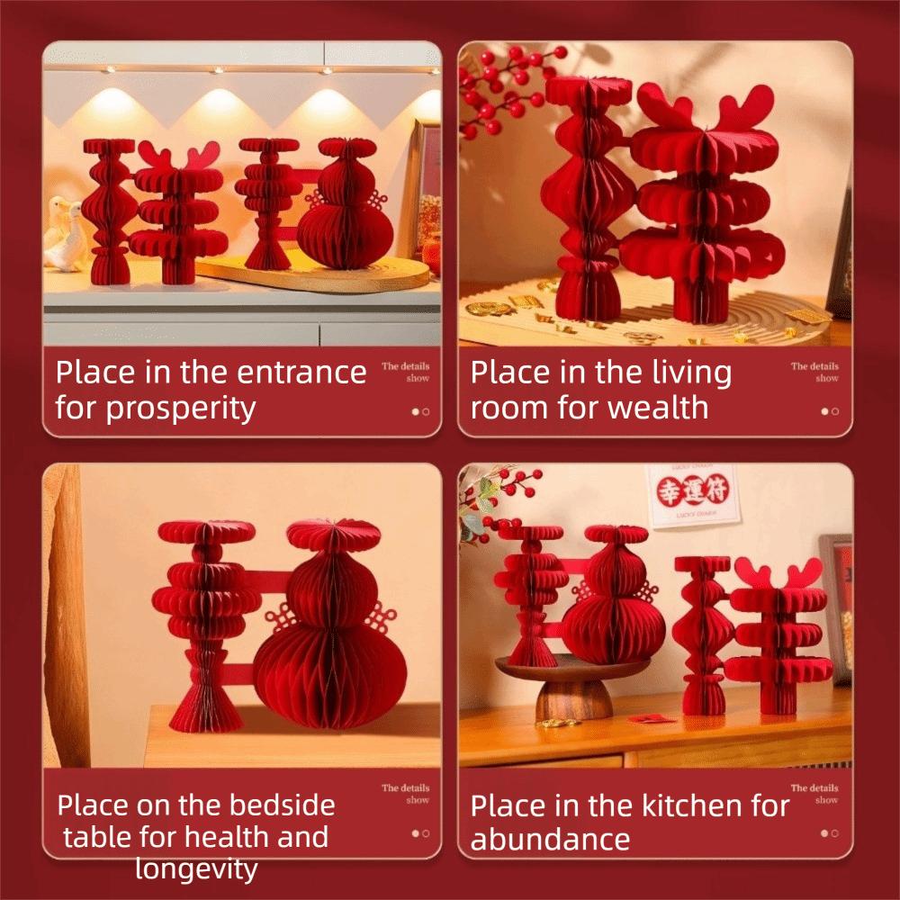 Paper New Year Decorations Red Honeycomb Paper Honeycomb Lantern 2026 Hanging Pendant Patio Decor