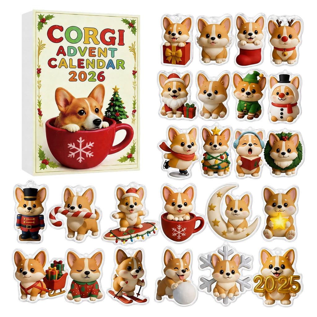 2026 Advent Calendar with Cute Pet Series Christmas Tree Hanging Ornaments