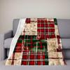 Weihnachts-Karo-Muster Flanell-Decke im Vintage-Stil, Weiche Anti-Pilling-Fleece-Decke für Couch, Sofa, Bett, Leicht
