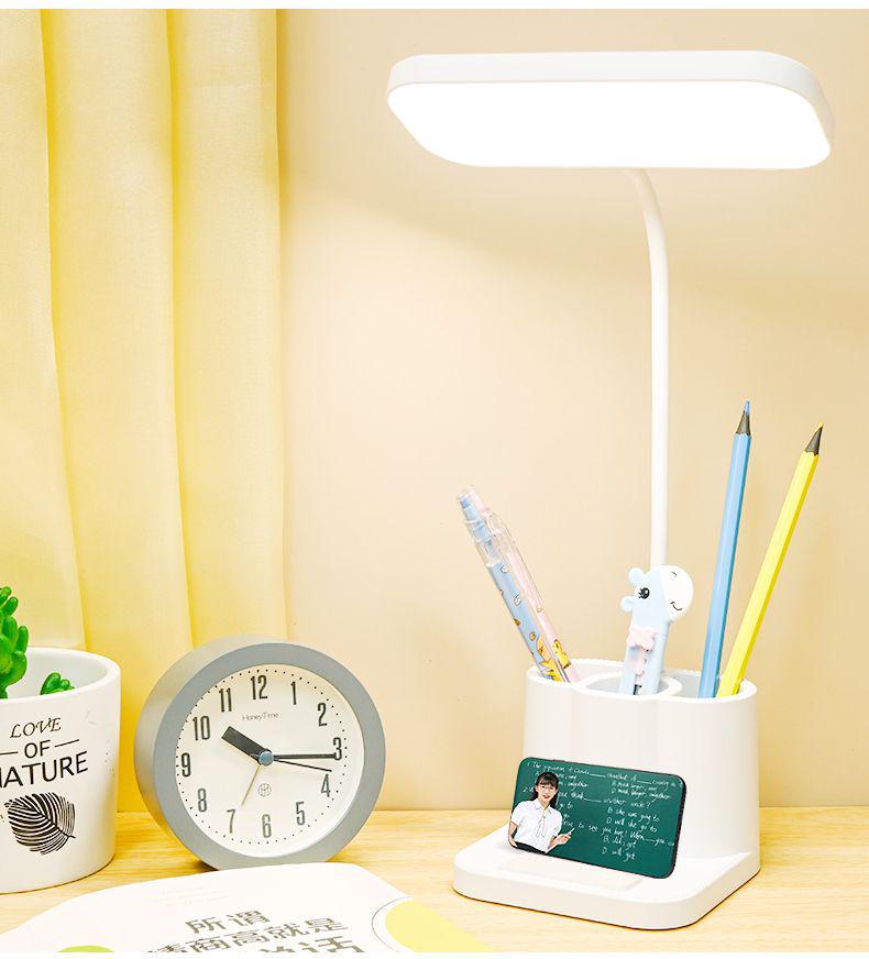 Smart LED Desk Lamp with Eye Protection, Pen Holder, and Bedside Night Light for Students