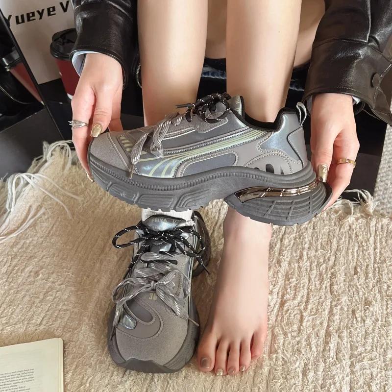 Fashion 2025 Hot Sale Mesh Women's Vulcanize Shoes Outdoor Mixed Colors Platform Lace Up Women Sneakers Versatile Ladies Casual Shoes