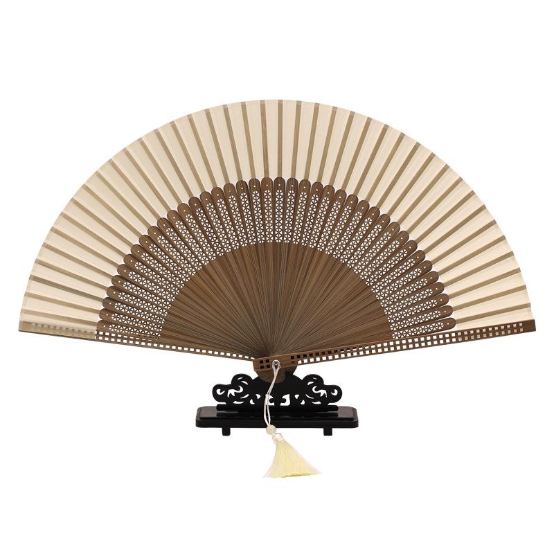 Chinese Ancient Style Folding Fan Bamboo Fan Bone Red Green Beige Folding Dance Fans in Summer
