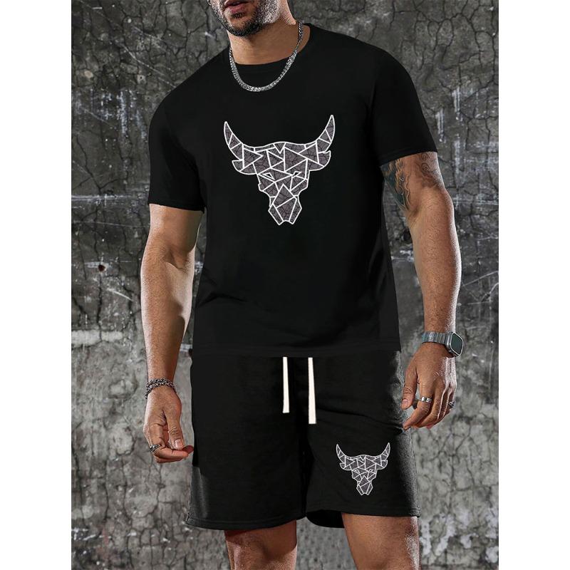 Everyday Casual Men's T-shirt Men's beach shorts Summer Men's short sleeve Shorts set street fashion men's short sleeve top