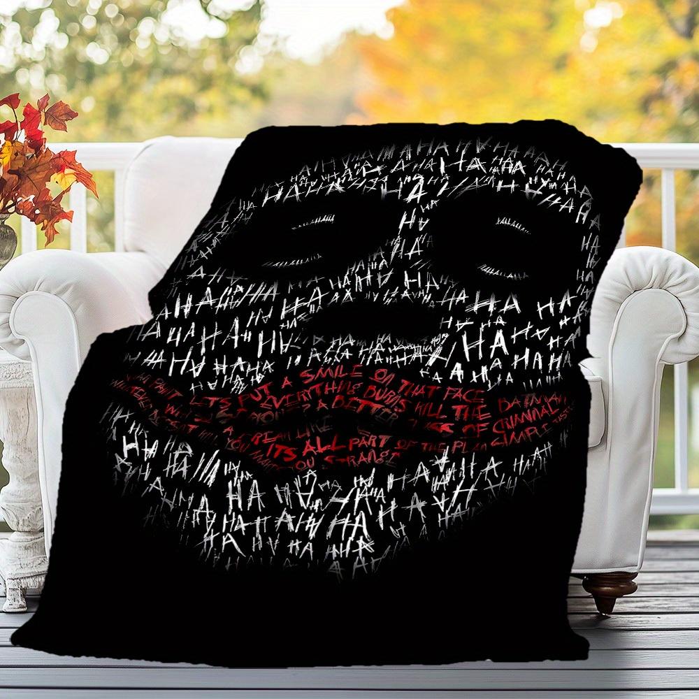 1pc Joker Theme Design Flannel Blanket - 3D Printed Soft Warm, All-Season Lightweight Throw for Camping Travel Bed-080754