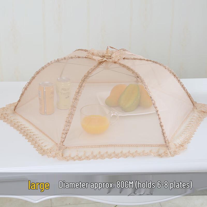 Large Foldable Food Cover with Embroidered Lace