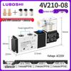 220V Pneumatický solenoidový ventil 4V410-15: 8mm Konektor, 2-polohový 5cestný řídicí ventil pro válec, 24V Směrový pneumatický ventil.