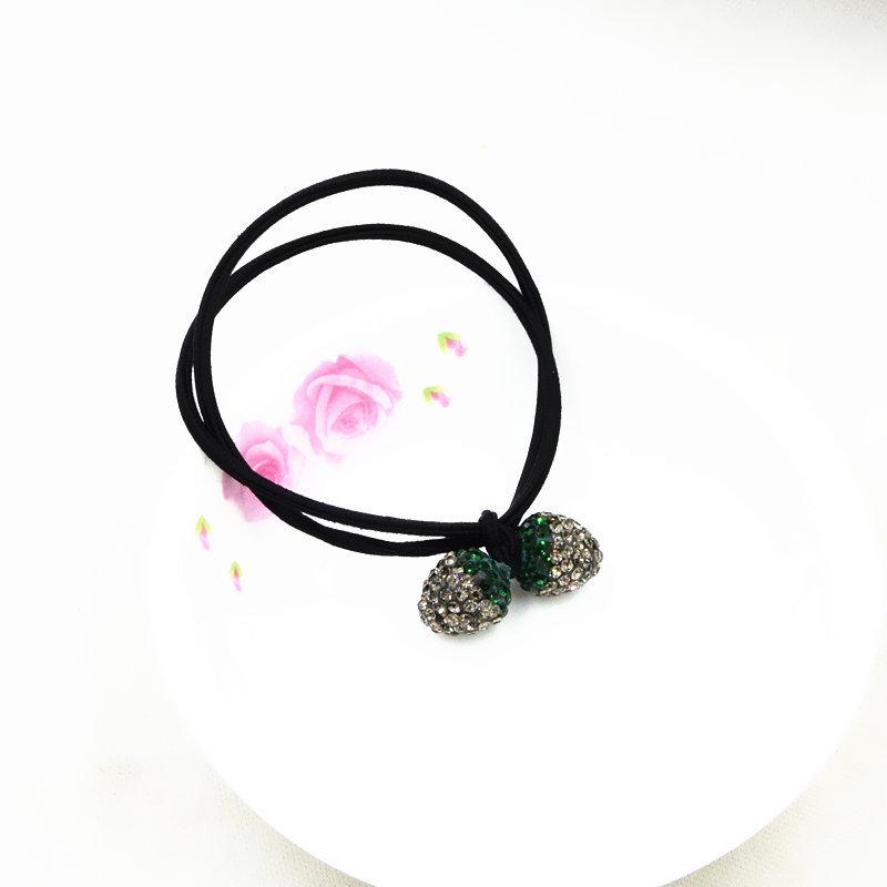 Rhinestone Strawberry Double Strand Elastic Hair Tie - Cute Fruit Hair Accessory