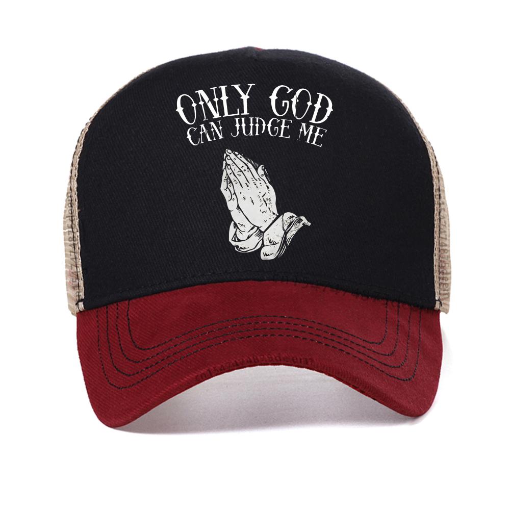 

Only God can judge me Printed baseball cap Men s summer fashionable casual caps outdoor adjustable mesh trucker hat Snapback hat Adjustable красный