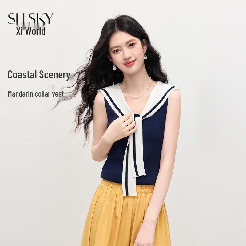 SLLSKY Women s Sailing Princess Sleeveless Knit Vest L