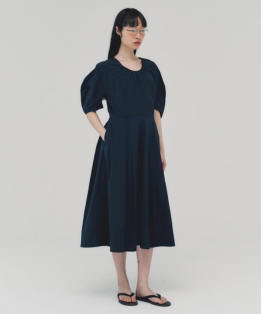 Awi Lantern Sleeve Dress_Dark Navy