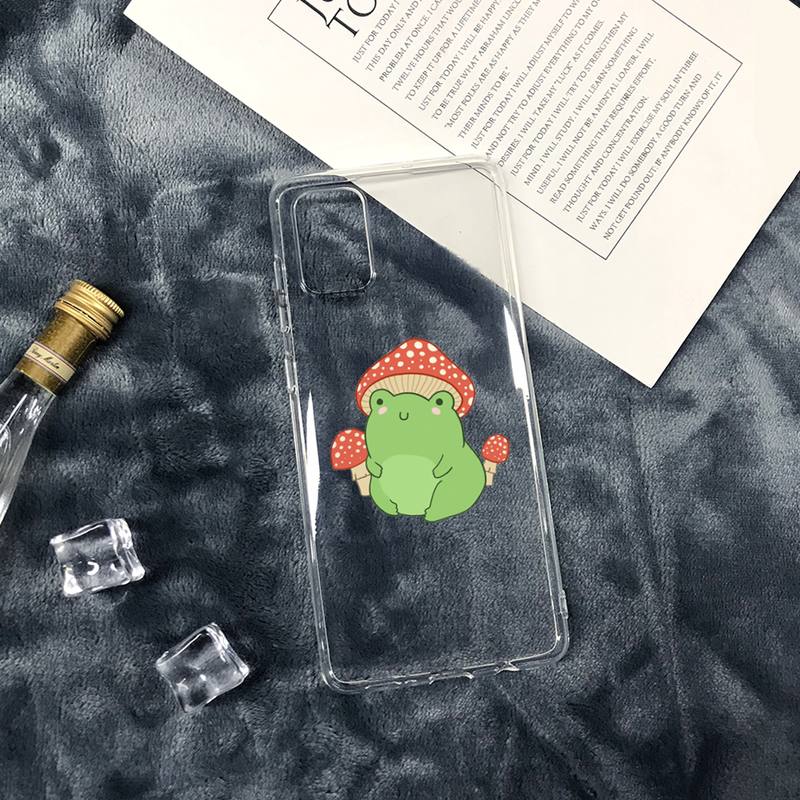 Grzyb żaba kreskówka słodki Etui na telefon Przezroczyste miękkie Dla iphone 12 11 13 7 8 6 s plus x xs xr pro max mini