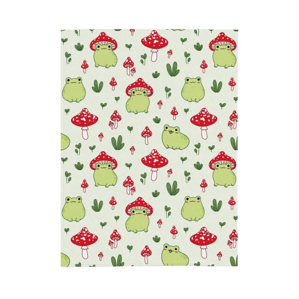 Cartoon frog mushroom Printed Blanket for Sofa Bed Travel Camping Living Room Office Conditioning Blanket for All Seasons Gifts