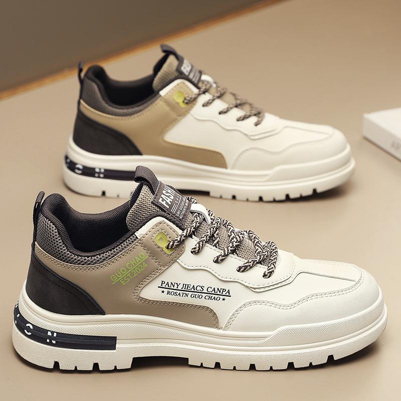 Spring Men's Shoes 2024 New Workwear Casual Wearable Hundred Sports Board Shoes Non-slip Leather Boots