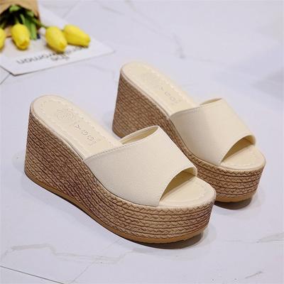 Slippers Summer New Outer Wear Thick Bottom Heightening, Outdoor Slope Heel One-word Cool Slippers, Large Size