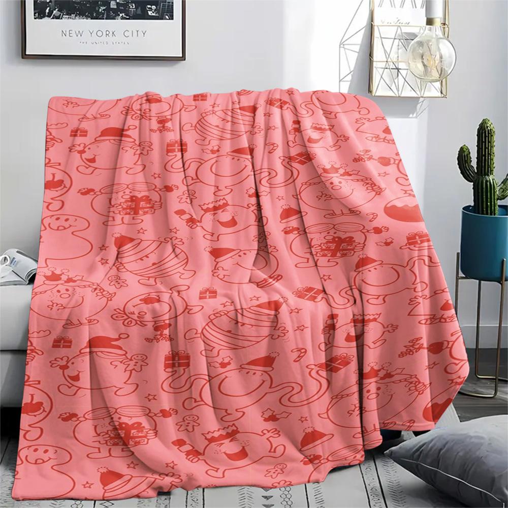 1PC Mr. Men Little Miss Patterned Flannel Blanket Suitable For All Seasons for Home Decor Warmth and Comfort Gifts Holiday Present