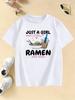Just A Girl Who Love Ramen Cute Design Boys and Girls Summer Casual Short Sleeved Top