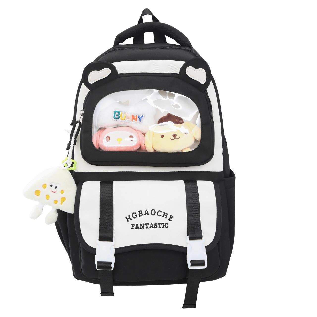 

Student schoolbag women s insensens large-capacity backpack junior high and high school students contrast color high-value backpack trend 32 * 16 * 47 (including dolls)