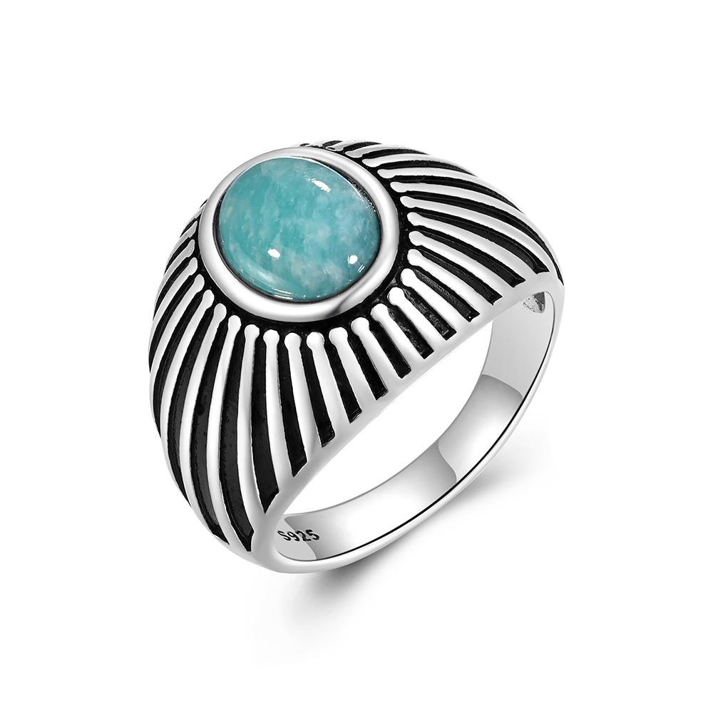 

Классический дизайн женское кольцо из серебра 925 пробы натуральный овальный амазонит 7*9 мм изысканное ювелирное изделие для банкета и дня рождения US RING SIZE:10# синий