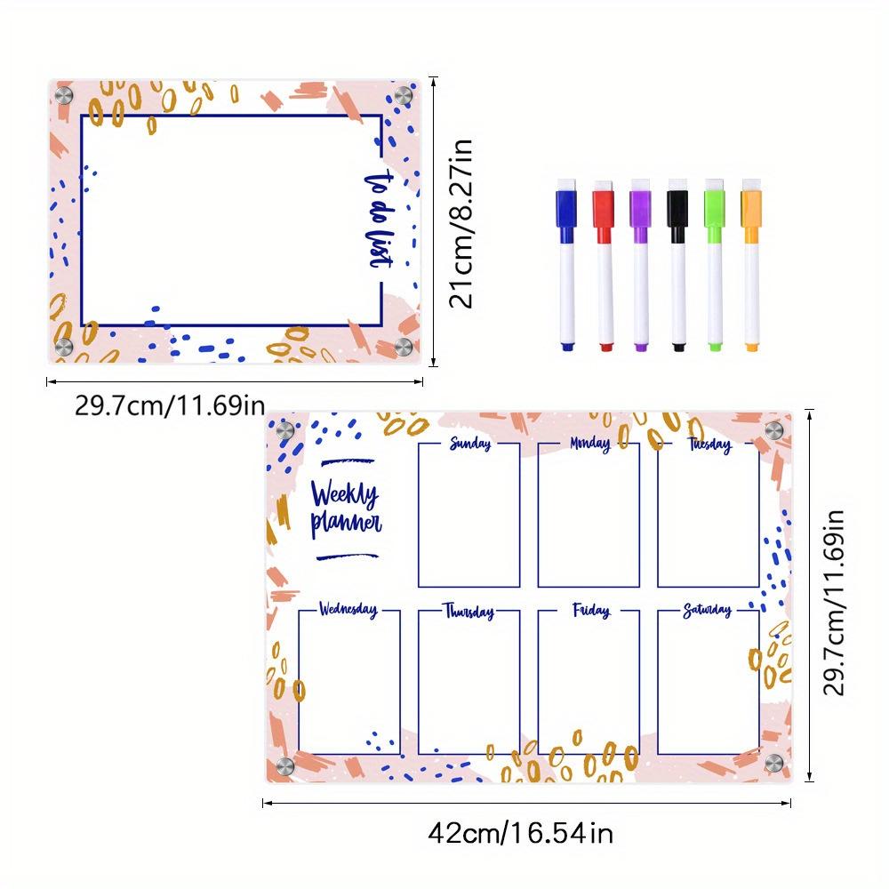 2pcs Acrylic magnetic calendar blackboard forest animals flowers plant pattern daily weekly monthly planner refrigerator magnet dry erase board