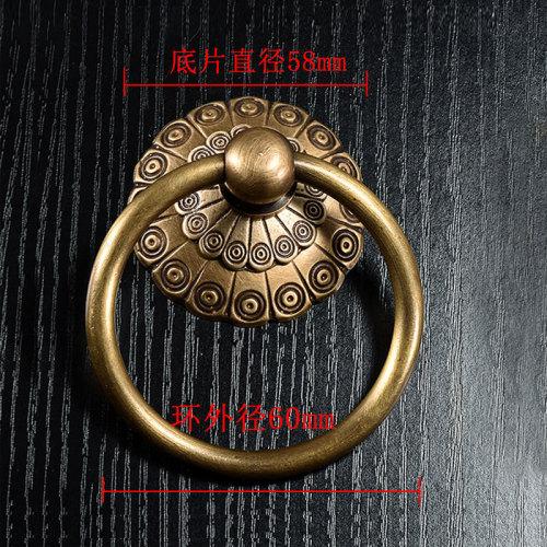 Small Vintage Door Ring Knocker Brass Old Knob for Cabinet Classics Gate Round Ring Handle Retro Entrence Door Knock Home Decor