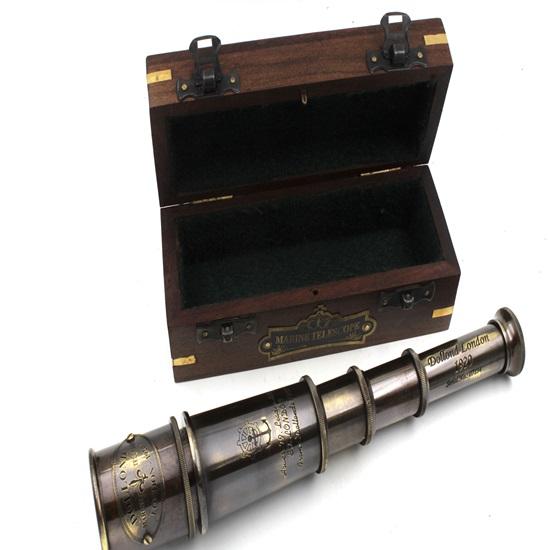 1920 Ship Captain's Working Telescope Brass Made Spyglass With Wooden Box Pirate's Instrument Brass Maritime Instruments Best Gift