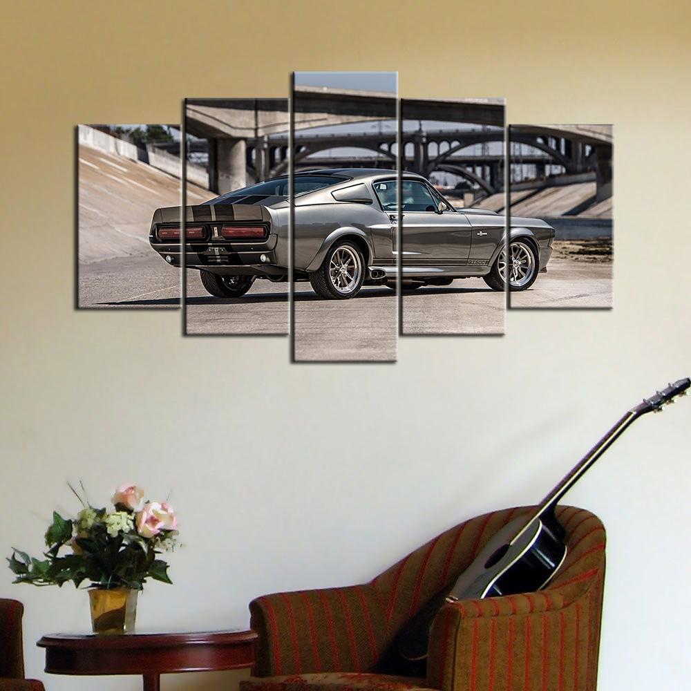 Canvas Painting Wall Art 5 Pieces Mustang GT500 Eleanor Muscle Car Pictures Prints Vehicle Poster Home Decor